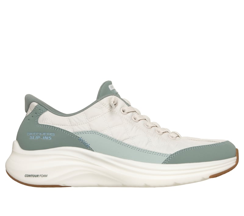 Skechers Womens Contour Foam - Cozy Fit Hands Free Slip-Ins Off White/Sage - 150404-SAGE