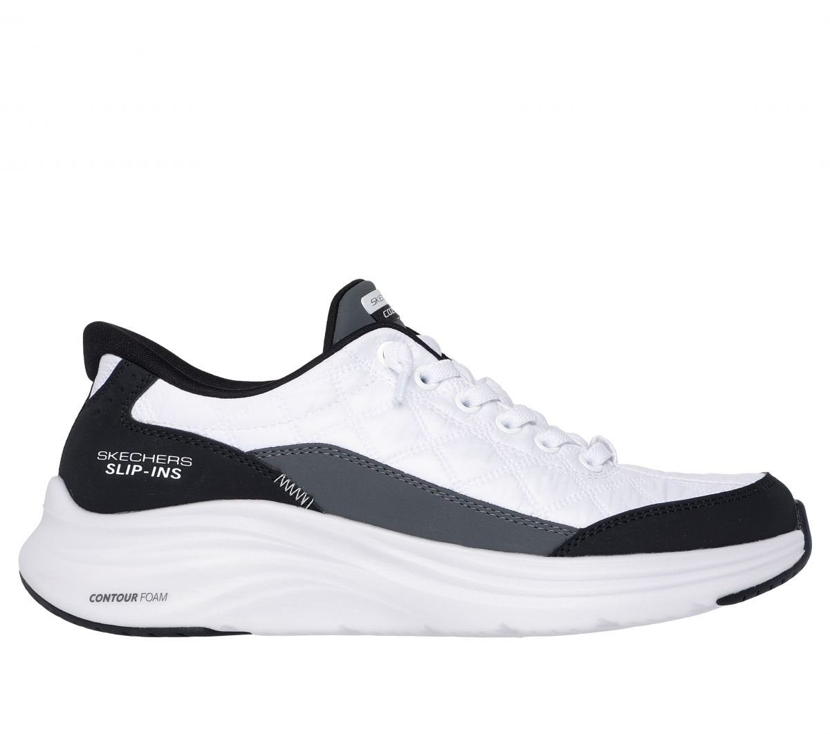 Skechers Women's Hands Free Slip-ins Contour Foam Cozy Fit Running Shoe White/Black - 150404-WBK