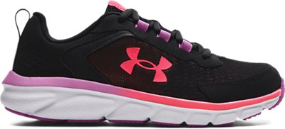 Under Armour Girls' Grade School Assert 9 Running Shoes Black/Jellyfish/Blitz Red - 3024634-002