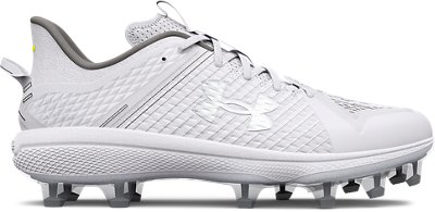 Under Armour Men's UA Yard Low MT TPU Baseball Cleats White/White/Metallic Silver - 3025591-100