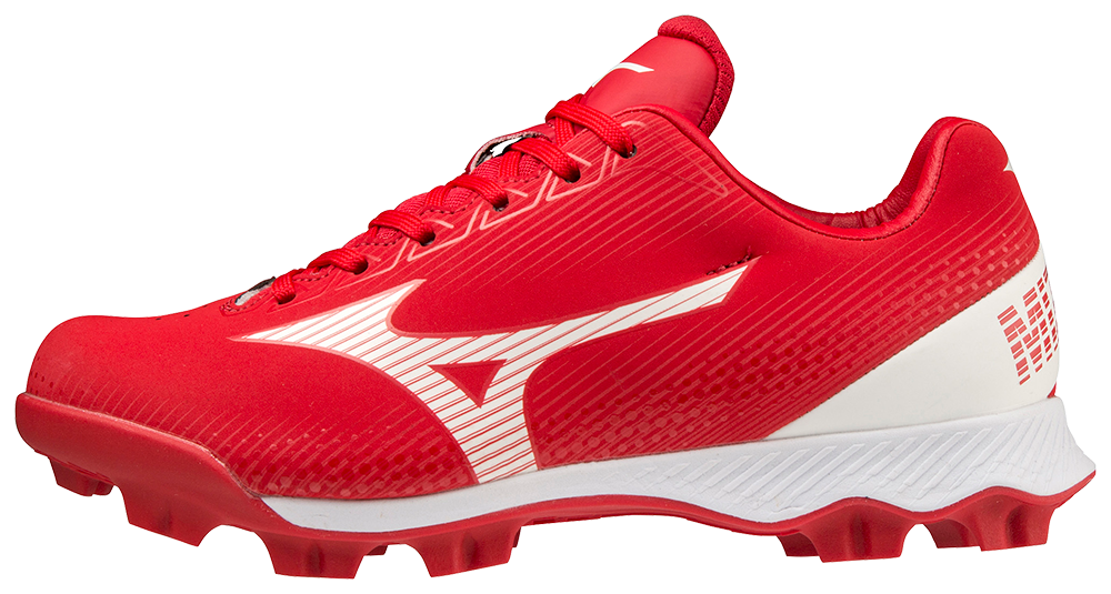 Mizuno Unisex Kids' Wave Lightrevo Junior Molded Low Baseball Cleat Red/White - 320673.1000