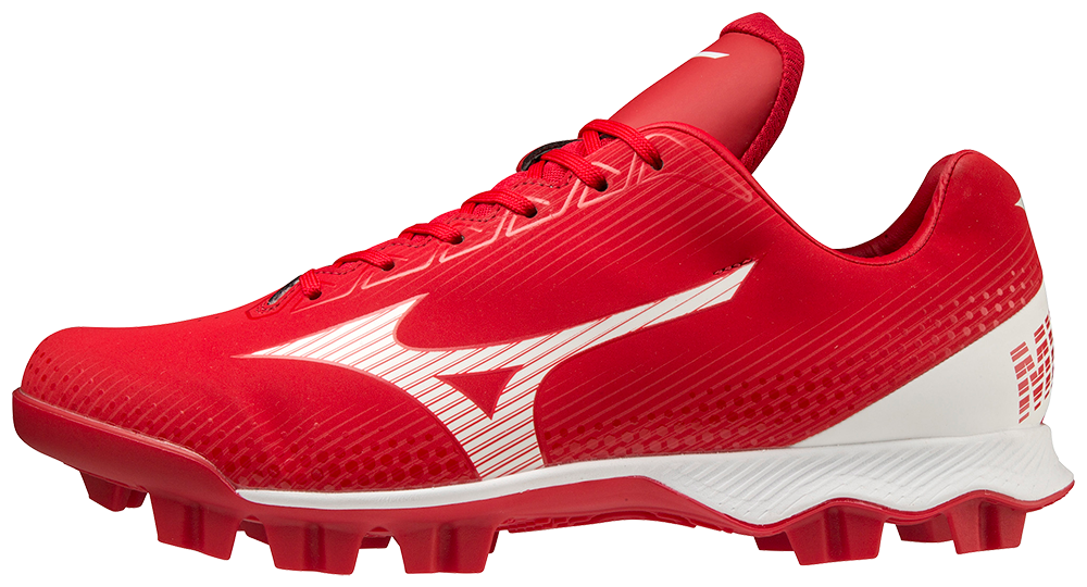 Mizuno Men's Wave Lightrevo TPU Molded Low Baseball Cleat Red/White - 320681.1000