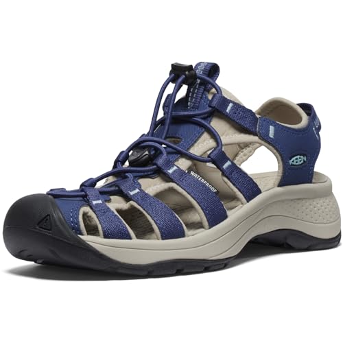 KEEN Women's Astoria West Closed Toe Sandals, Naval Academy/Reef Waters, 9.5