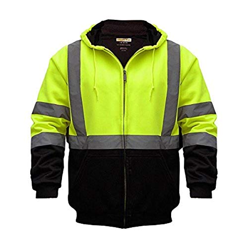 Utility Pro UHV425 Polyamide High-Vis Hooded Soft Shell Jacket with Side Pockets with Dupont Teflon fabric protector, Lime, Large