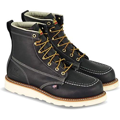 Thorogood Men's 6" American Heritage Moc Toe MAXWear Wedge™ Steel Toe Work Boot Black  - 804-6201