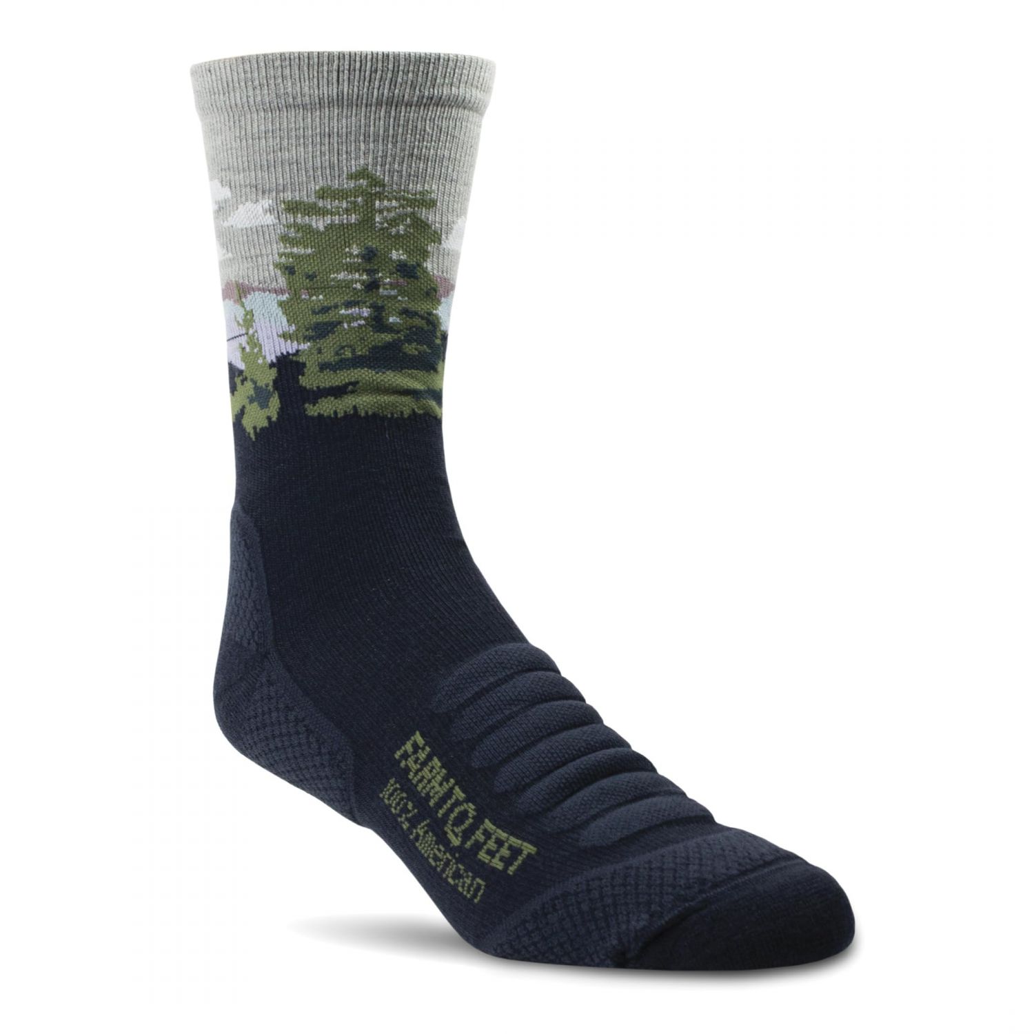 Farm to Feet Unisex American Trail Cascade Locks Light Targeted Cushion 3/4 Crew Hiking Socks Total Eclipse - 9849-401