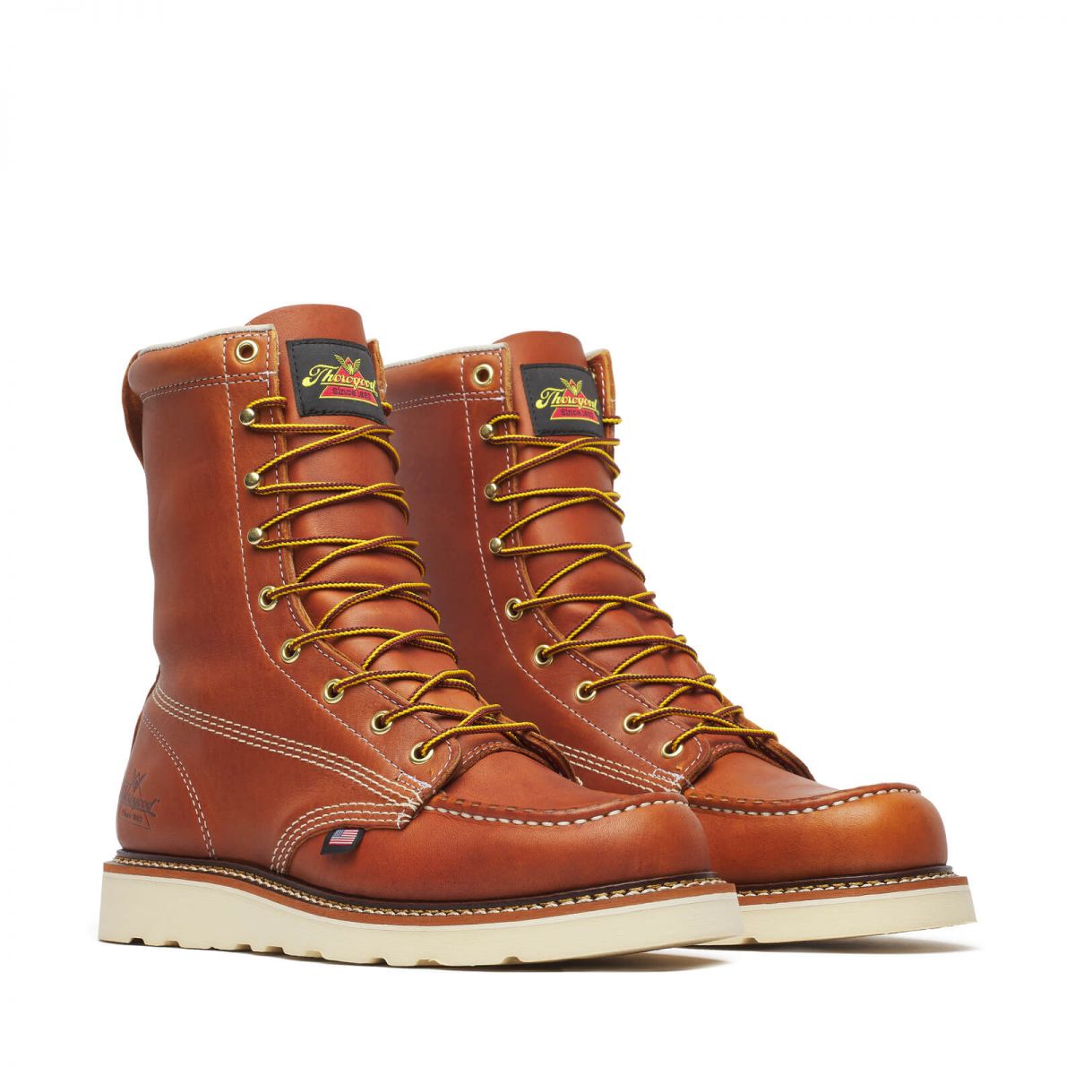 Thorogood Men's 8" American Heritage Moc Toe MAXwear Wedge Soft Toe Work Boot Tobacco - 814-4201