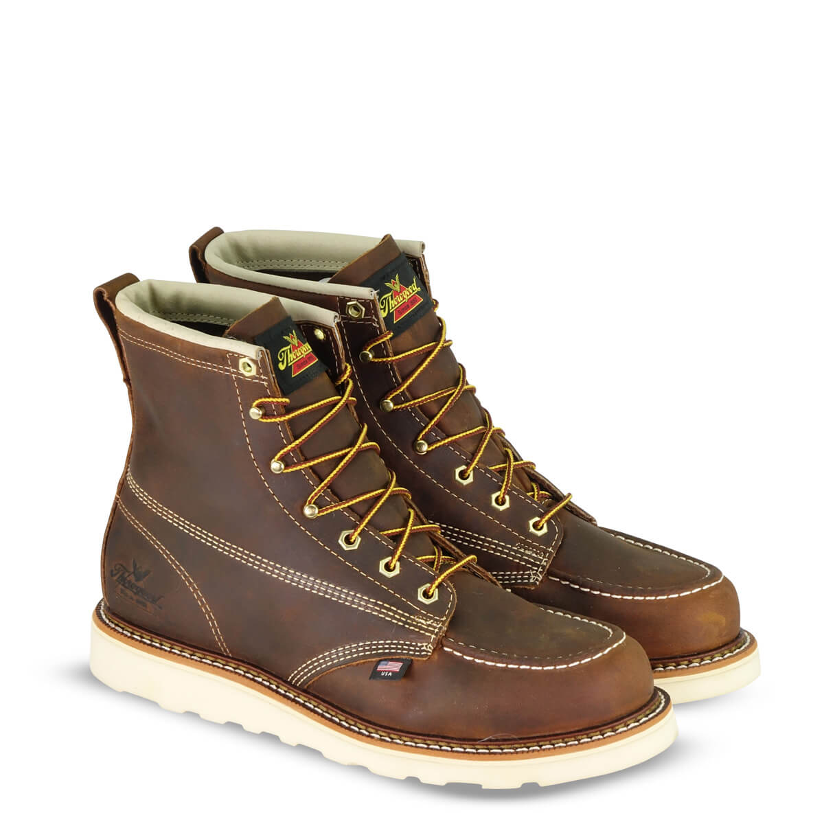 Thorogood Men's 6" American Heritage Moc Toe MAXWear Wedge™ Soft Toe Work Boot Brown - 814-4203