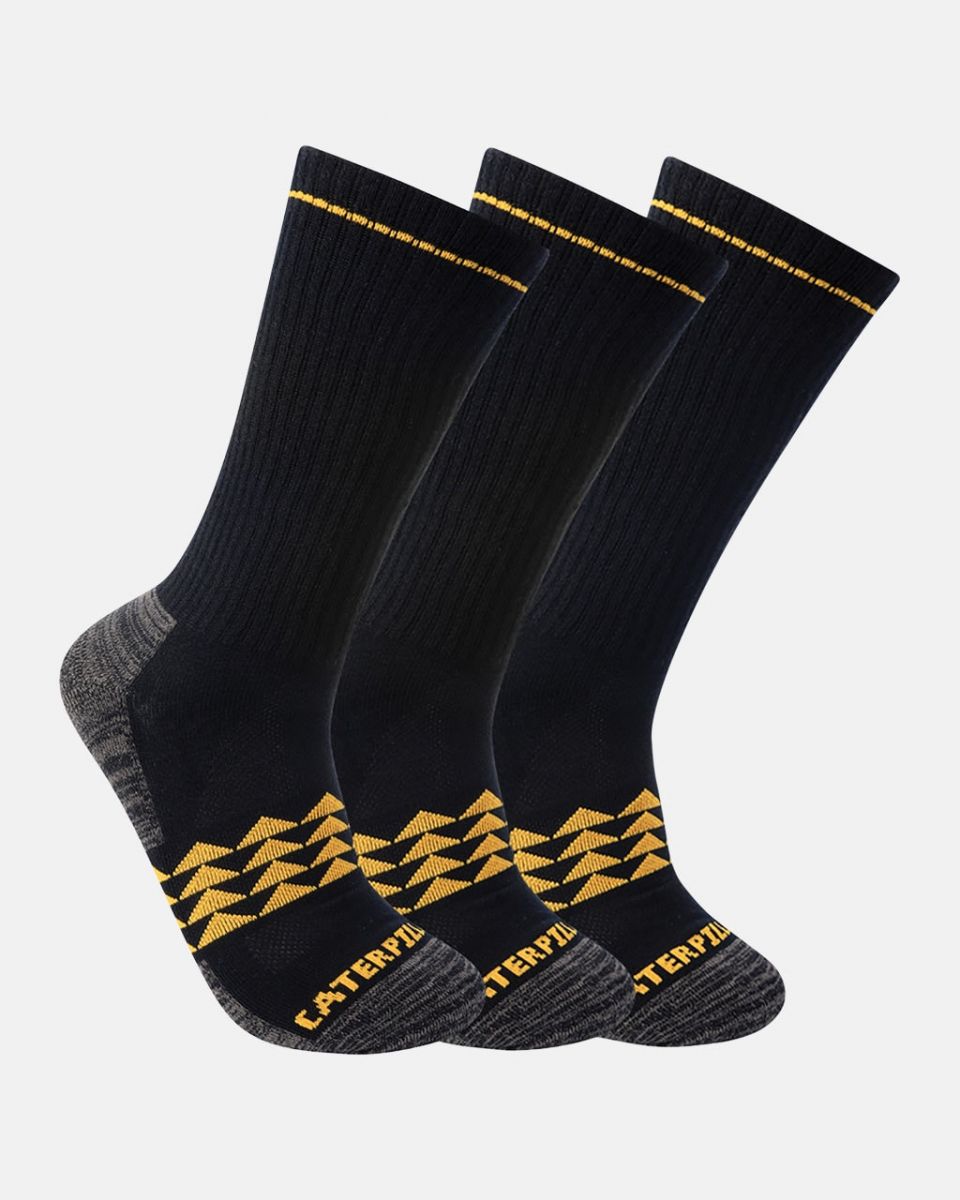 Caterpillar Men's Max Half Cushion Crew Socks Black (3 pairs) - 43CT302362TD-BLK