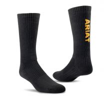 ARIAT Unisex Premium Ringspun Cotton Mid-Calf Work Socks Black 3-Pair Pack - AR2294-002