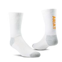 ARIAT Unisex Premium Ringspun Cotton Crew Work Socks White 3-Pair Pack - AR2239-100