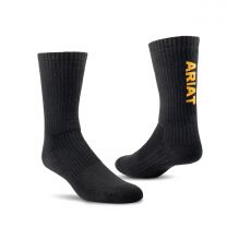 ARIAT Unisex Premium Ringspun Cotton Crew Work Socks Black 3-Pair Pack - AR2239-002