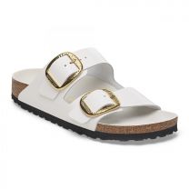 BIRKENSTOCK Women's Arizona Hammered Big Buckle High Shine Antique White Leather (narrow width) - 1029520