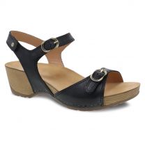 Dansko Women's Tricia Black Milled Burnished Leather Sandal - 1709501600