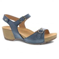 Dansko Women's Tricia Blue Milled Burnished Leather Sandal - 1709541600