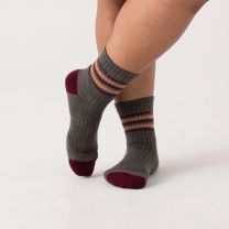 WIDE OPEN SOCKS Women’s Multi Stripe Cushioned Micro Crew Sock Taupe - 9502-TAUPE