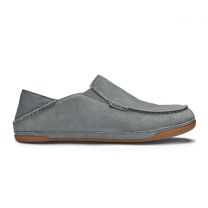 OluKai Men's Kipuka Hulu Nubuck Leather Slippers Charcoal/Charcoal - 10450-2626