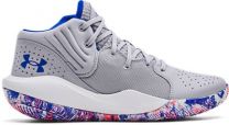 Under Armour Unisex Jet '21 Basketball Shoe Mod Gray/White/Versa Blue - 3024260-109