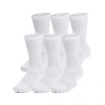 Under Armour Unisex-Adult Training Cotton Crew Socks 6 Pack, (100) White/White/Black, Small