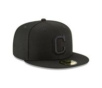New Era Cleveland Indians Black on Black 59fifty Basic Fitted Hat Cap