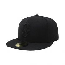 New Era 59Fifty Hat Seattle Mariners Black on Black Fitted Cap 11591102