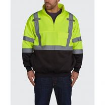 Utility Pro UPA542 Polyamide High-Vis 1/4 Zip Pullover with Dupont Teflon fabric protector, Black/Yellow, Large