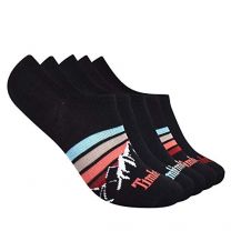 Timberland Women's Mountain Stripe Super Soft No Show Socks Black (5 pairs) - 43TB339164TA-001