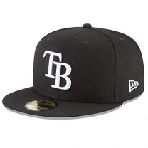 New Era Men's MLB Tampa Bay Rays Basic 59Fifty Fitted Hat Black/White 7