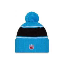 New Era Men's Blue Carolina Panthers 2024 Sideline Cuffed Knit Hat with Pom