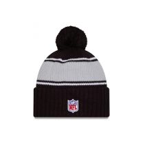 New Era Men's Black Las Vegas Raiders 2024 Sideline Cuffed Knit Hat with Pom