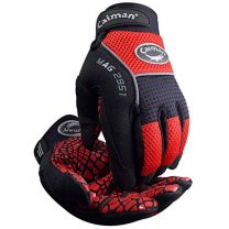 Caiman 2951 Multi Activity Glove with Silicone Gator Pattern on Synthetic Leather, Red and Black