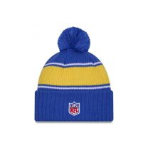 New Era Men's Royal Los Angeles Rams 2024 Sideline Cuffed Knit Hat with Pom