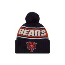 New Era Men's Navy Chicago Bears 2024 Sideline Cuffed Knit Hat with Pom Blue - 60549504