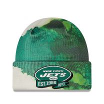 New Era Men's Green New York Jets 2022 Sideline Ink Dye Cuffed Knit Hat