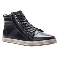 Propet Men's Lucas Hi Side-Zip High Top Sneaker Black Leather - MCV042LBLK