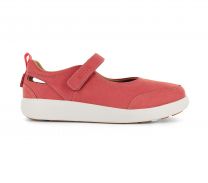 Strive Skip Women’s Casual Sneakers, Lightweight Hook and Loop Shoes with Built-in Arch Support and Removable Footbed, Coral, Size 8