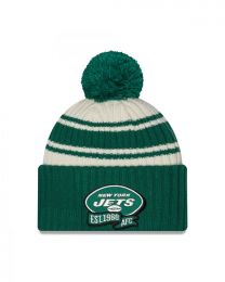 NFL 2022-2023 Sideline Sport Knit beanie New Era American Football hat with pom pom all teams, Beanie-Jets-Chrome-White-#28026, One Size