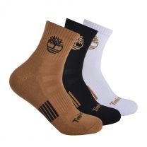 Timberland PRO Men's Yellow Boot Logo Shortie Crew Socks Wheat (3 pairs) - 43TB308902TD-231