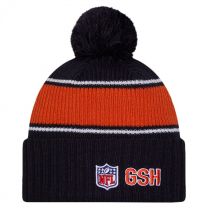 New Era Men's Navy Chicago Bears 2024 Sideline Cuffed Knit Hat with Pom