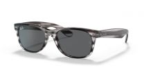Ray-Ban Unisex New Wayfarer Color Mix Sunglasses Striped Grey Frames with Dark Grey Classic Lenses - RB2132 55mm