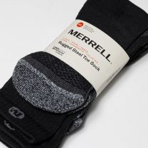 Merrell Unisex Adults Mens And Women's Socks - 2 Pair Pack Moisture Management Blister Prevention Performance Safety Toe Crew, Black, Medium-Large US