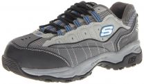 SKECHERS WORK Men's Hobby Steel Toe Lace Up Athletic Work Shoe Grey/Charcoal