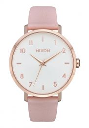 NIXON Women's Arrow Leather Watch Rose Gold/Light Pink - A10913027-00