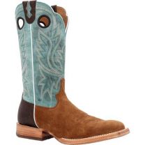 Durango Men's 13" PRCA Collection Roughout Western Boot Whiskey Tobacco/Aqua - DDB0467