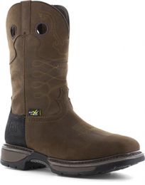 FRYE Supply Men's 10" Western Internal Metatarsal Guard Steel Toe Work Boot Brown and Black - FR40101