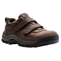 Propet Men's Cliff Walker Low Strap Waterproof Walking Shoe Brown Crazy Horse Leather - MBA023LBCH