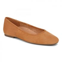 Vionic Women's Orinda Square Toe Ballet Flat Camel Suede - I8688L2200