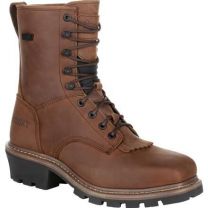 ROCKY WORK Men's 9" Square Toe Logger Composite Toe Waterproof Work Boot Dark Brown - RKK0277