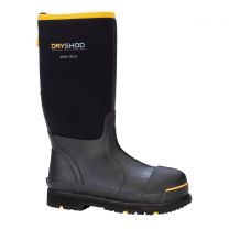 DRYSHOD WORK Men's Steel Toe Waterproof Work Boot Black/Yellow - STT-UH-BK