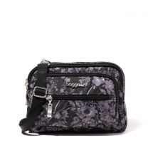 Baggallini Triple Zip Bagg Black Hydrangea - TRZ419-B0148